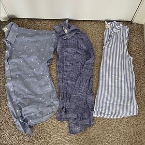 cloth & stone Blue and White Patterned Tops Bundle - Size Medium
